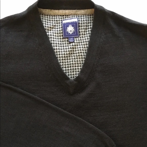 Point Zero Men’s V Neck Sweater Black Large Merino Wool Blend - Picture 2 of 11